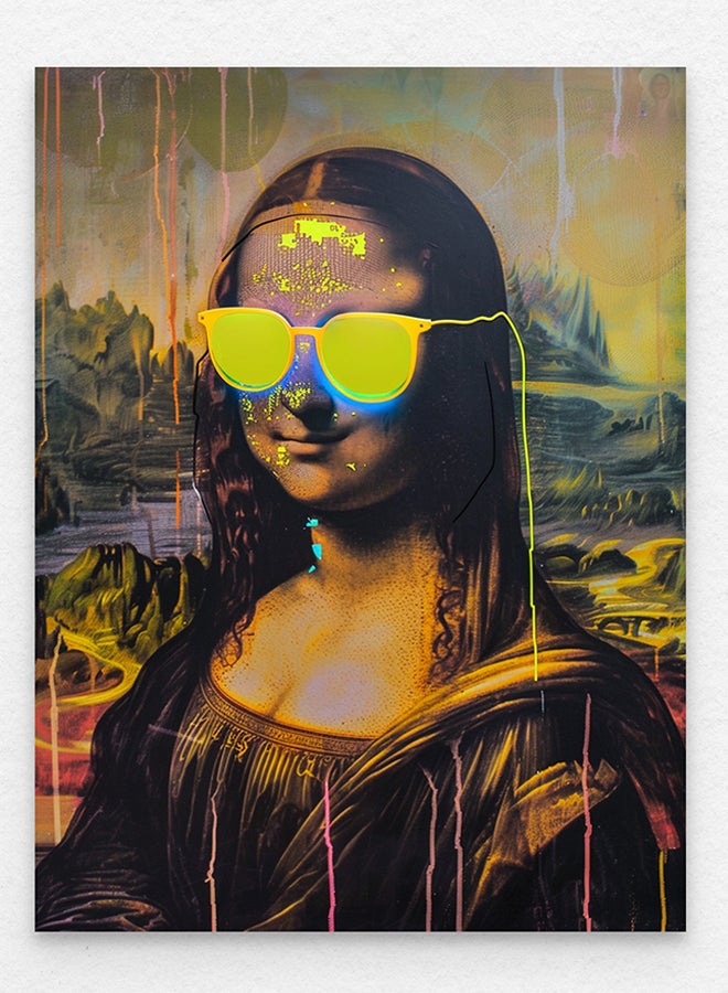 Art Decor Art Decor Mona Lisa Yellow Neon Pop Art Oil Painting Style Fine Art Frame Wall Art Wall Décor for Living Room Bedroom Home Office Gifting  - Image 3
