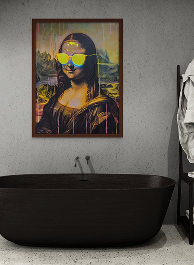 Art Decor Art Decor Mona Lisa Yellow Neon Pop Art Oil Painting Style Fine Art Frame Wall Art Wall Décor for Living Room Bedroom Home Office Gifting  - Image 1