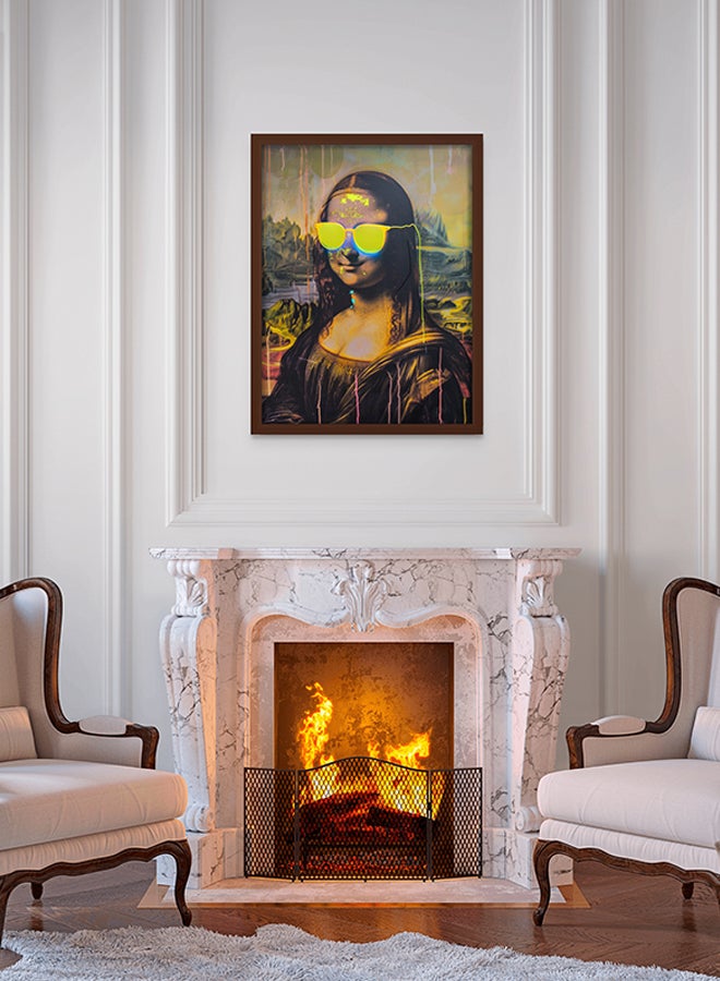 Art Decor Art Decor Mona Lisa Yellow Neon Pop Art Oil Painting Style Fine Art Frame Wall Art Wall Décor for Living Room Bedroom Home Office Gifting  - Image 2
