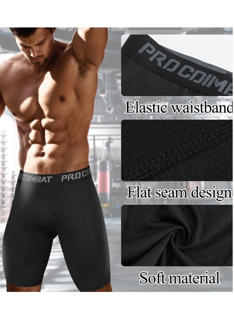 (XL)Mens Compression Shorts Sports Running Tights Underwear Athletic Workout Spandex Base Layer Short for Biker Training - Image 2