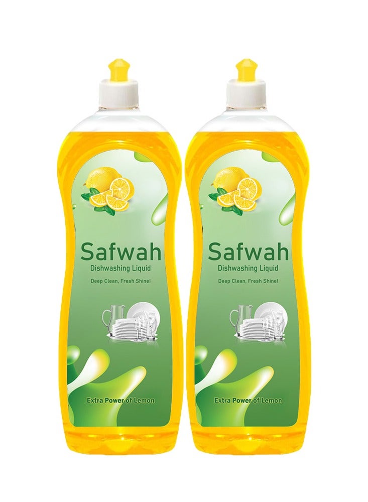 Safwah Dishwashing Liquid Lemon 750ml, Pack of 2