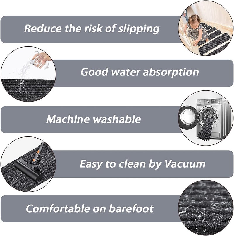 MBIGM Non-Slip Carpet Stair Tread Mat 30" x 30" Landing Rug-Matching Mat Non-Skid Safety Rug Slip Resistant - Black - Image 3