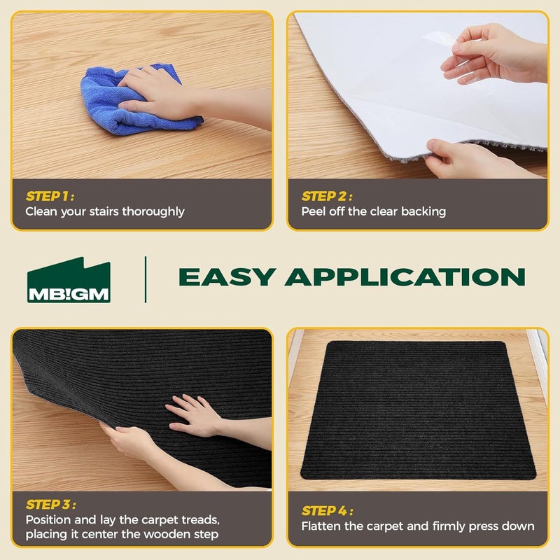 MBIGM Non-Slip Carpet Stair Tread Mat 30" x 30" Landing Rug-Matching Mat Non-Skid Safety Rug Slip Resistant - Black - Image 5