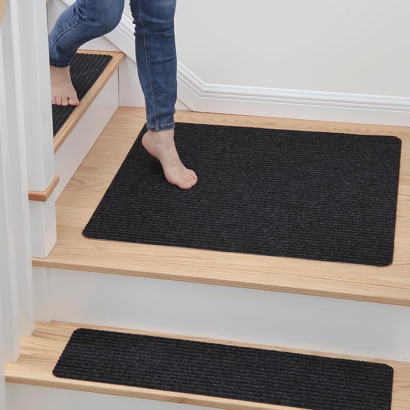 MBIGM Non-Slip Carpet Stair Tread Mat 30" x 30" Landing Rug-Matching Mat Non-Skid Safety Rug Slip Resistant - Black - Image 1