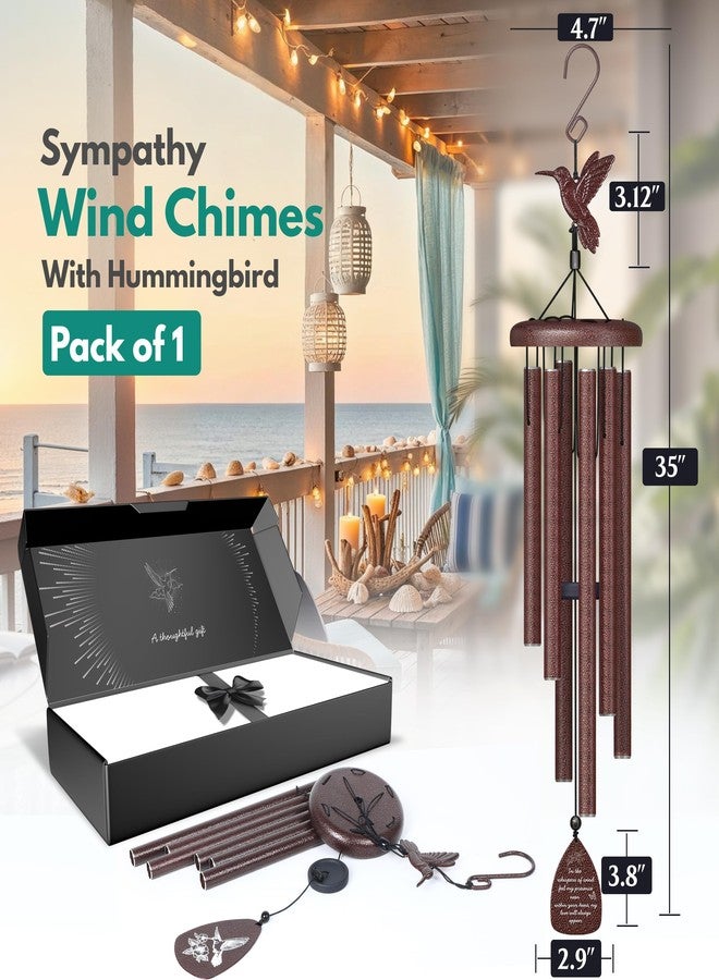 Windsplay Hummingbird Memorial Wind Chimes for Loss of Loved One - Sympathy Wind Chimes for Outside, Bereavement, Remembrance, Funeral Gift for Mother, Dad, Husband, Son & Sister - Image 2