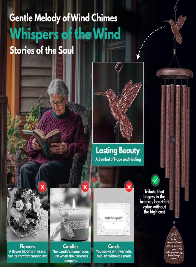 Windsplay Hummingbird Memorial Wind Chimes for Loss of Loved One - Sympathy Wind Chimes for Outside, Bereavement, Remembrance, Funeral Gift for Mother, Dad, Husband, Son & Sister - Image 5