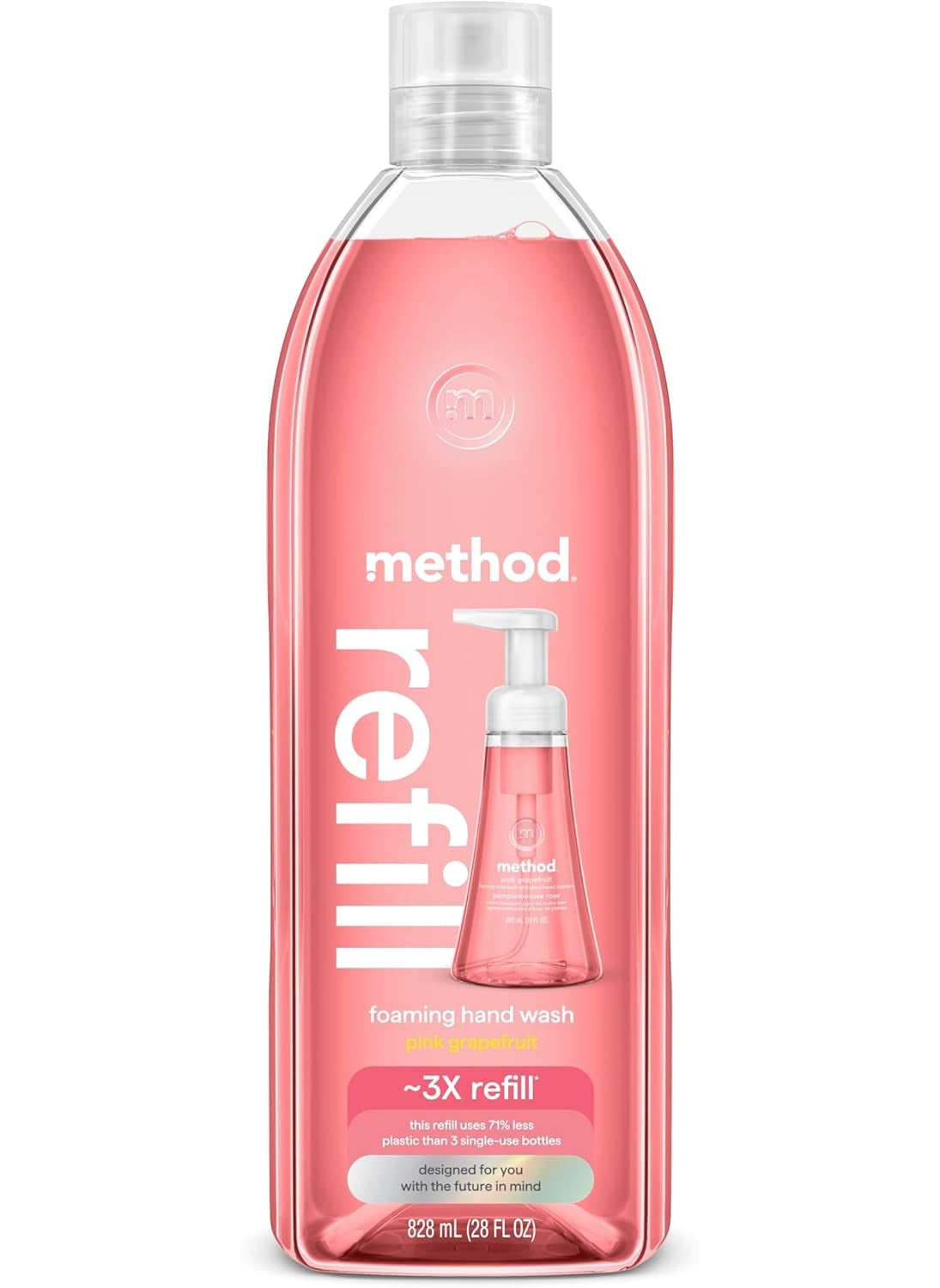 Method Method Foaming Hand Soap Refill Pink Grapefruit Recyclable Bottle Biodegradable Formula 28 oz Pack of 1 Packaging May Vary 