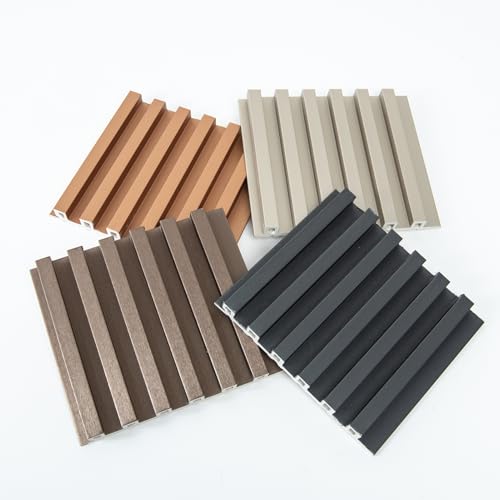 Art3dwallpanels Slat Wall Paneling, 4 Pack Glossy Metal Finish WPC Soundproof 3D Wall Panels for Interior Wall Decor, Fluted Textured Panel Wall Slats, Sample - Image 1