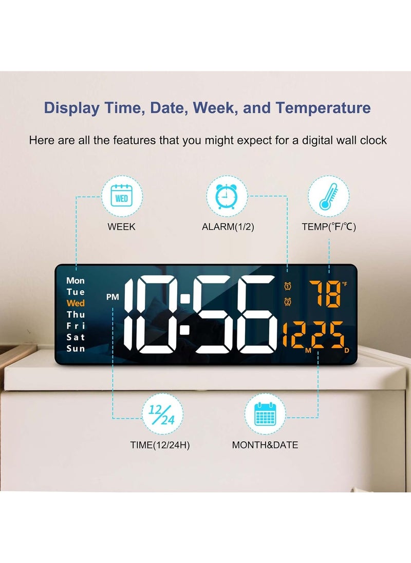 LIMOS - Digital Wall Clock with Large 16.2 Inch LED Display, Automatic Brightness Adjustment, and Memory Function - Image 1