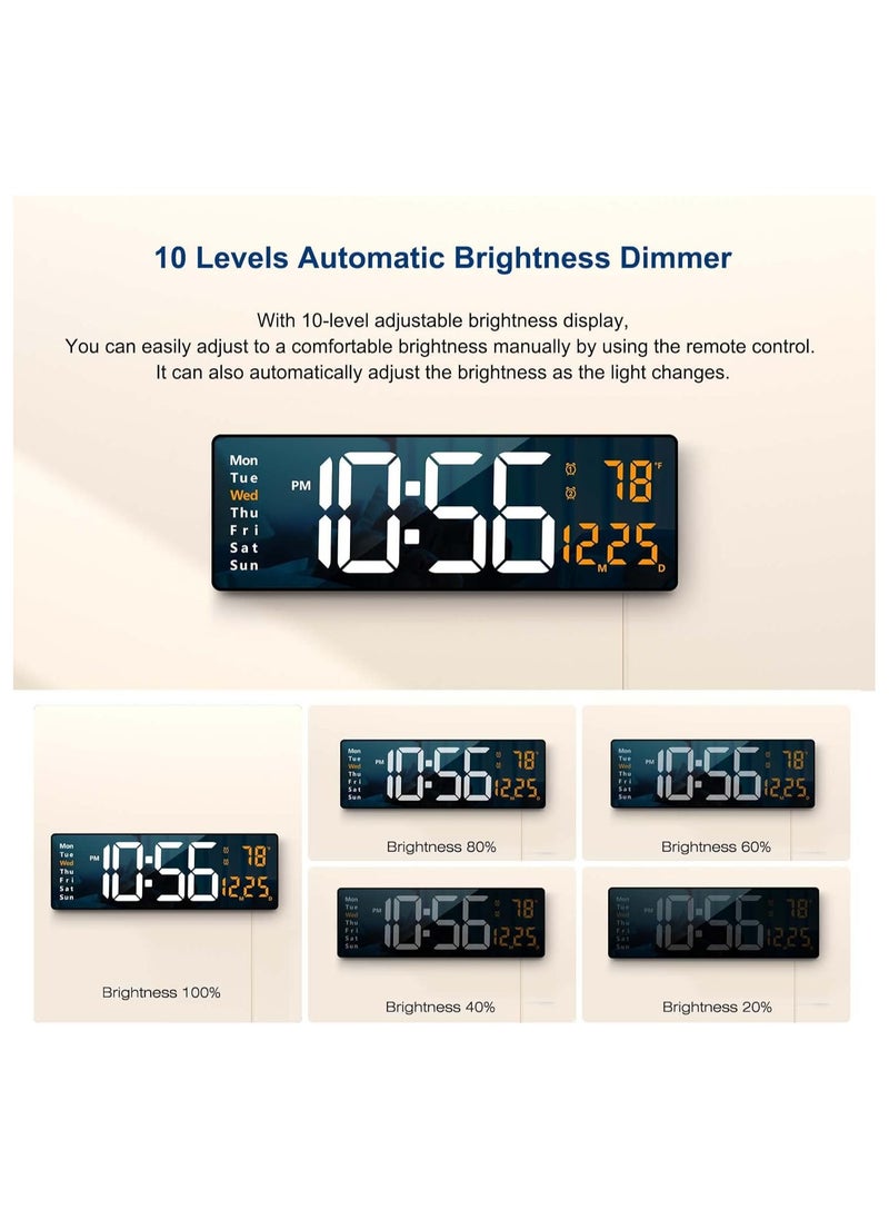 LIMOS - Digital Wall Clock with Large 16.2 Inch LED Display, Automatic Brightness Adjustment, and Memory Function - Image 1