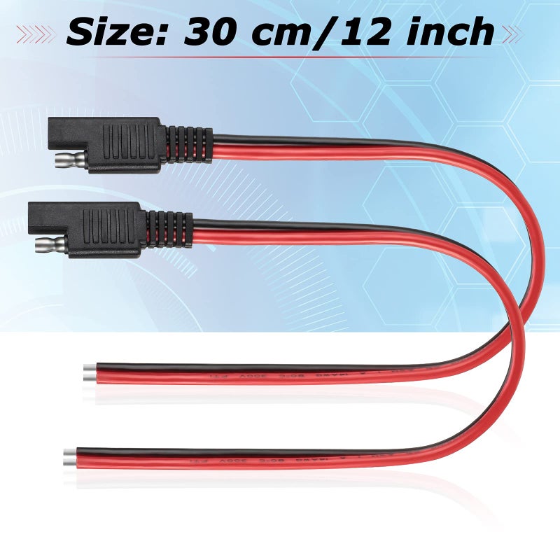 Frienda 8 Pack 14 Awg SAE Connectors Cable 1 Feet SAE Extension Cable Compatible with 2 Pin Single Plug Disconnect, Power Automotive Extension Connectors for Motorcycles, Cars, Solar Panels, Chargers - Image 2