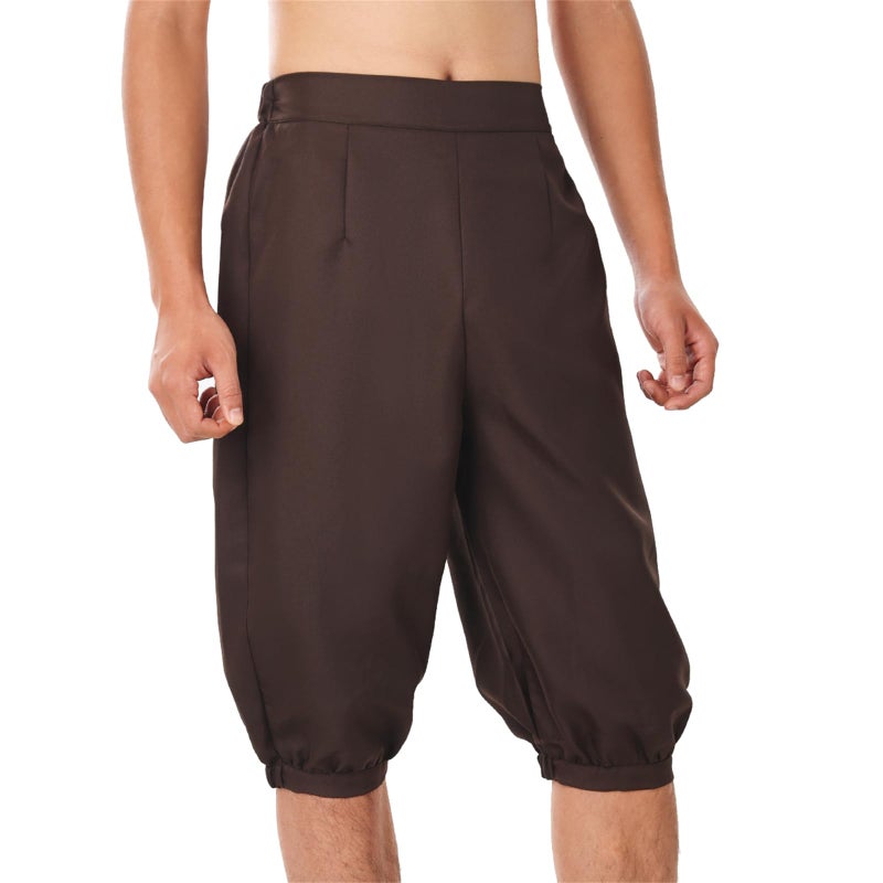 BLESSUME Retro Colonial Pants Renaissance Mens Knicker Pants Breeches Brown - Image 3
