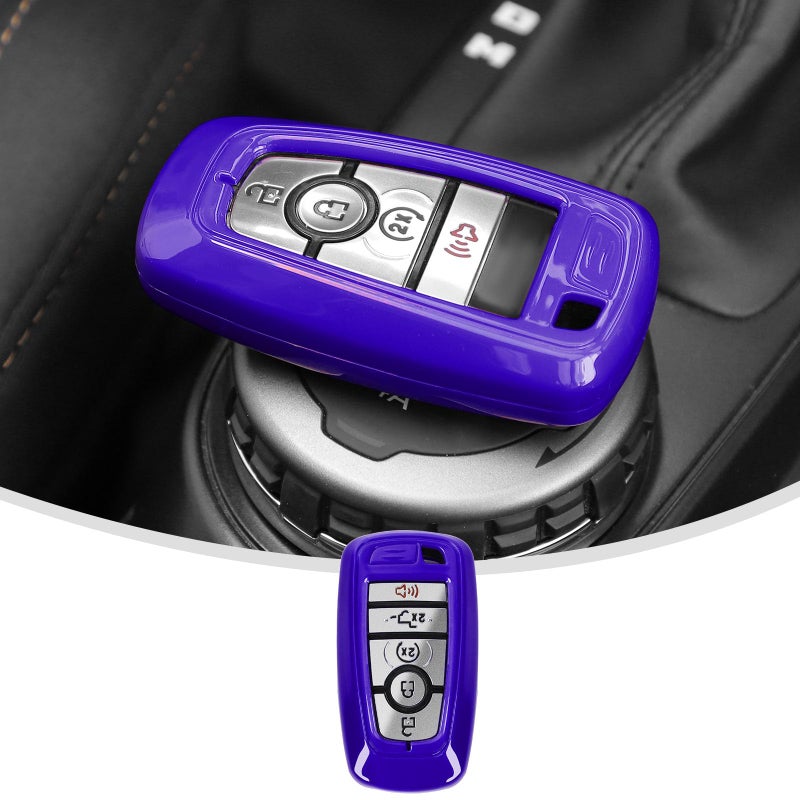 Linskip 5 Buttons Key Fob Cover Compatible with Ford Fusion Mustang Bronco F150 Edge Explorer Expedition Escape Ecosport Ranger Sport Raptor Lincoln Aviator Corsair for Ford AccessoriesPurple