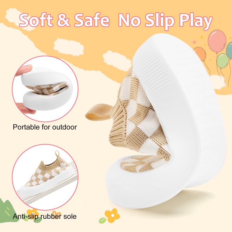VIFUUR Baby Shoes Girls Boys Toddler Sneakers Non-Slip First Walkers Shoes for Babies Low Top Khaki Board Size 6-12 Months Infant - Image 3