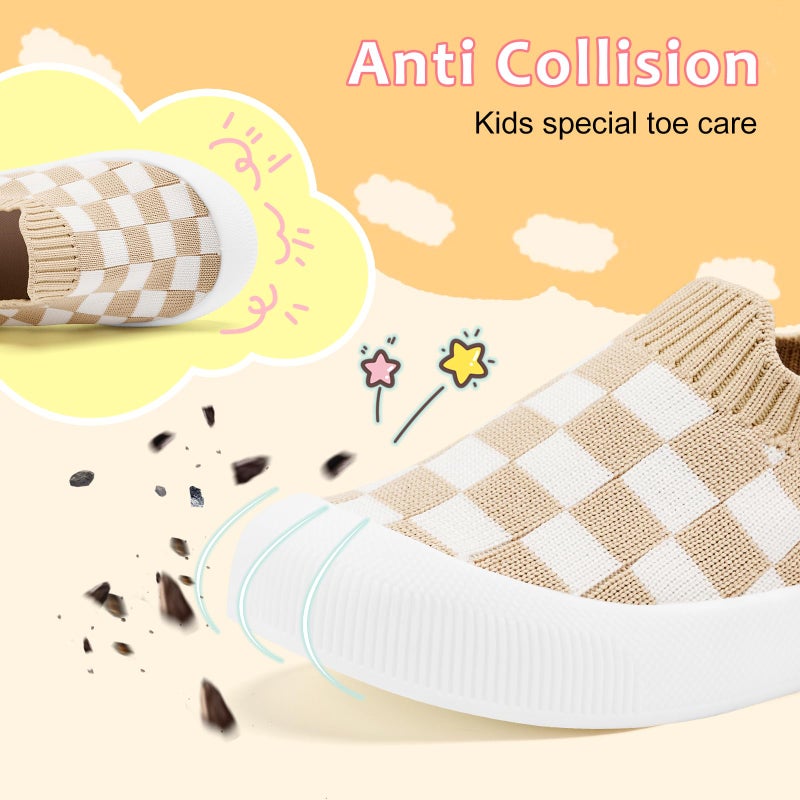 VIFUUR Baby Shoes Girls Boys Toddler Sneakers Non-Slip First Walkers Shoes for Babies Low Top Khaki Board Size 6-12 Months Infant - Image 2