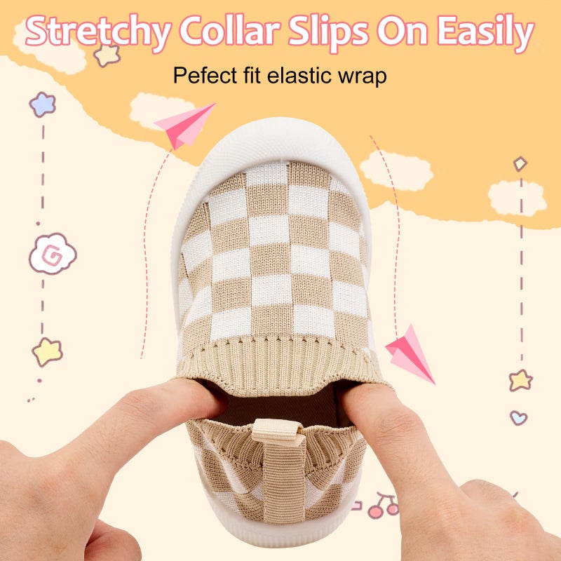 VIFUUR Baby Shoes Girls Boys Toddler Sneakers Non-Slip First Walkers Shoes for Babies Low Top Khaki Board Size 6-12 Months Infant - Image 5