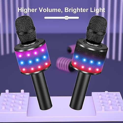 BONAOK Karaoke Microphone for Kids & Adults - Bluetooth Microphones Singing Mic with Disco Lights, Echo Effect, Built-in Speaker Portable Karaoke Player for Party Travel Gifts Q78(Black) - Image 5