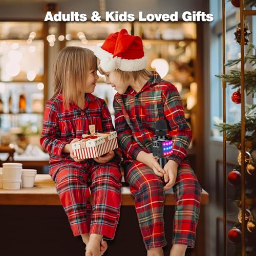 BONAOK Karaoke Microphone for Kids & Adults - Bluetooth Microphones Singing Mic with Disco Lights, Echo Effect, Built-in Speaker Portable Karaoke Player for Party Travel Gifts Q78(Black) - Image 2