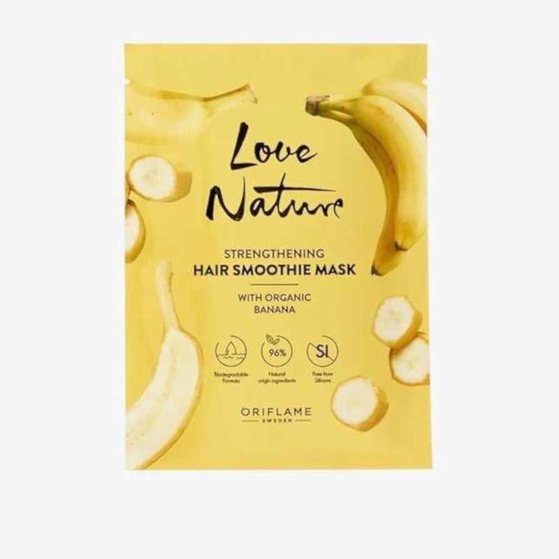 LOVE NATURE Strengthening Hair Smoothie Mask with Organic Banana - 30 ml