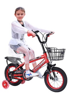 Cool Baby COOLBABY Kids Bike with Handbrake and Basket for Girls Ages 3-9, 12 Inch Bike with Training Wheels and Fenders, Kids Bike  - Image 1