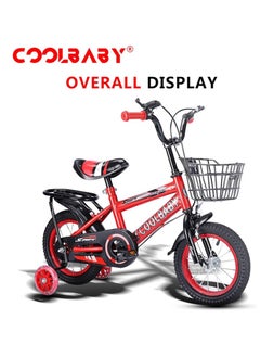 Cool Baby COOLBABY Kids Bike with Handbrake and Basket for Girls Ages 3-9, 12 Inch Bike with Training Wheels and Fenders, Kids Bike  - Image 2