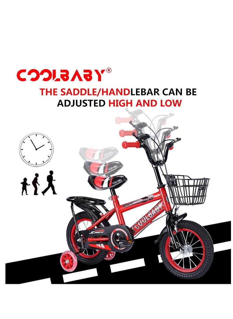 Cool Baby COOLBABY Kids Bike with Handbrake and Basket for Girls Ages 3-9, 12 Inch Bike with Training Wheels and Fenders, Kids Bike  - Image 3