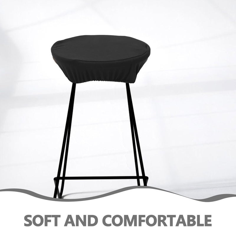 Beavorty 3pcs Black Elastic Round Bar Stool Covers, Stretchable Chair Seat Slipcovers, Protective Round Stool Covers for Home, Office, and Bar Counter Use - Image 3