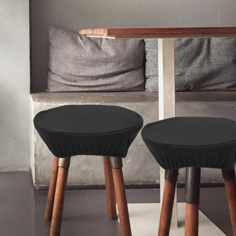 Beavorty 3pcs Black Elastic Round Bar Stool Covers, Stretchable Chair Seat Slipcovers, Protective Round Stool Covers for Home, Office, and Bar Counter Use - Image 5