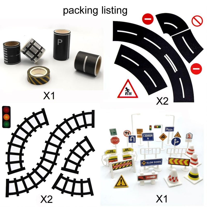 dspitwod Road Tape for Toy Cars & Trains Black Tape 3 Rolls Road Tape 197 inch by 1.9 inch, Packing Traffic Signs Tape Stick to Floors and Walls, Quick Cleanup, for Kids Car Play Gift - Image 4