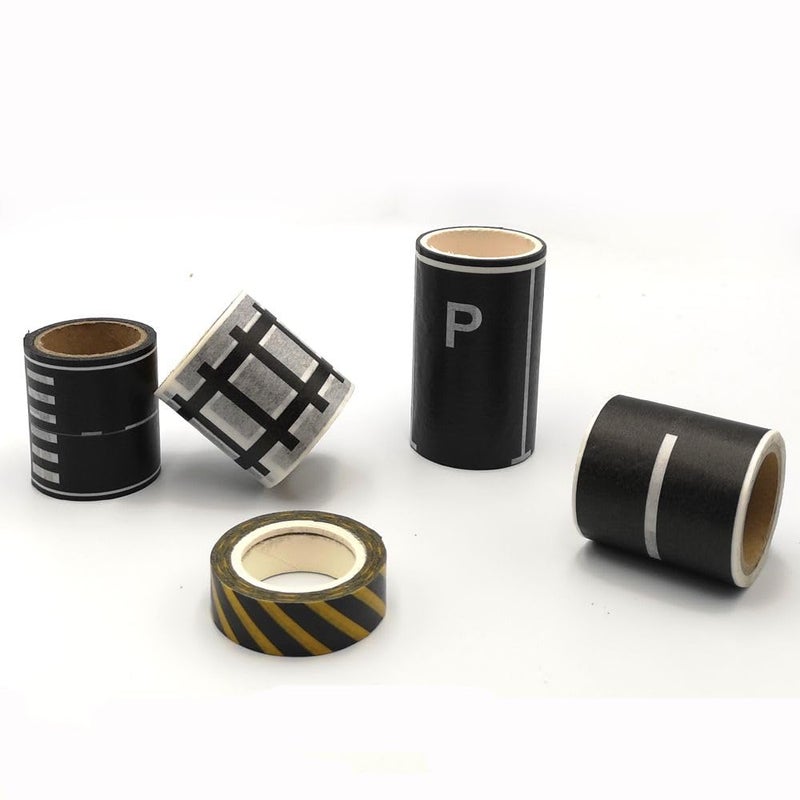 dspitwod Road Tape for Toy Cars & Trains Black Tape 3 Rolls Road Tape 197 inch by 1.9 inch, Packing Traffic Signs Tape Stick to Floors and Walls, Quick Cleanup, for Kids Car Play Gift - Image 5