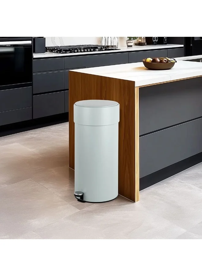 DANUBE HOME Falcon 30L Pedal Bin Cowl Neck with Inner Bucket – Modern Foot-Operated Trash Can for Kitchen, Office, Bathroom, Home – Durable, Stainless Steel Pedal Bin 38 X 65 HCM