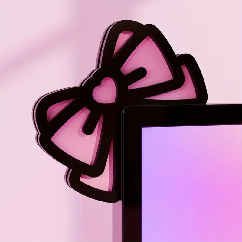 PETO Cute Bow Monitor Corner Decor, Elegant Desktop Decoration for Home Office, Durable Office Desk Accessory and Decorative Desk Sign, Decorative Plaque, Perfect Gift for Women - Image 1