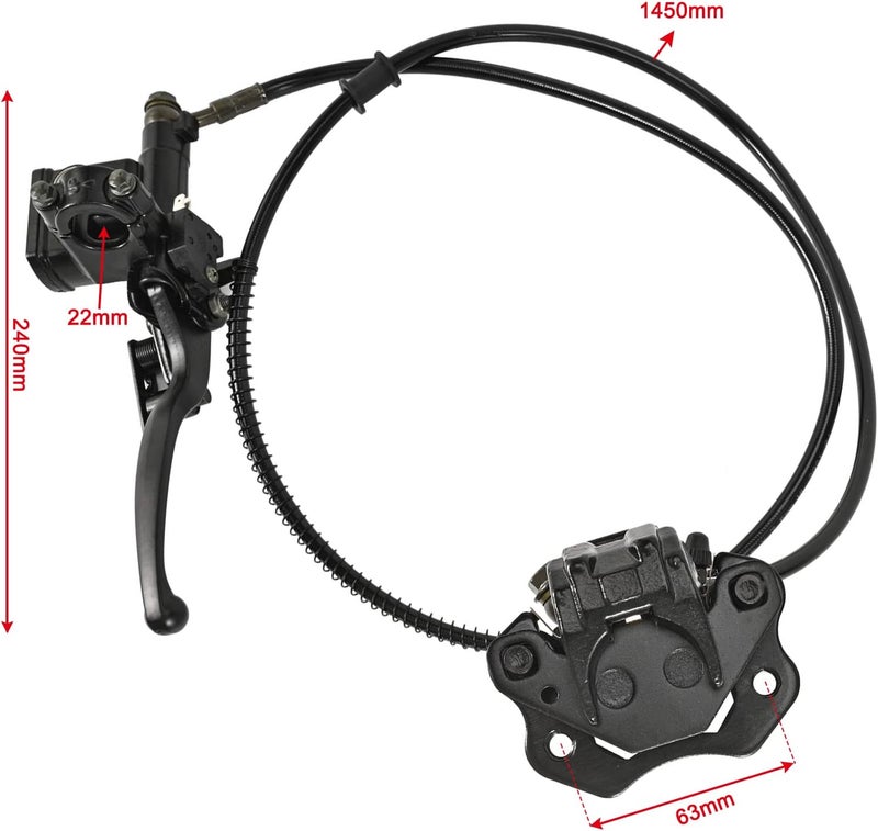 Trkimal Rear Hand Hydraulic Disc Brake Master Cylinder Caliper Assembly with Brake Pads for Chinese ATV Quad - Image 5