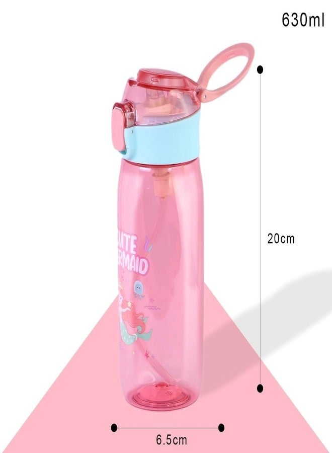 TEMSON Cute Water Bottle with Sipper, Water Bottle for Kids, Sipper Bottle for Kids - Anti-Leak Cartoon Kids Water Bottle for Kids (630 ML)(FQ-3151-2) (Pink) - Image 4