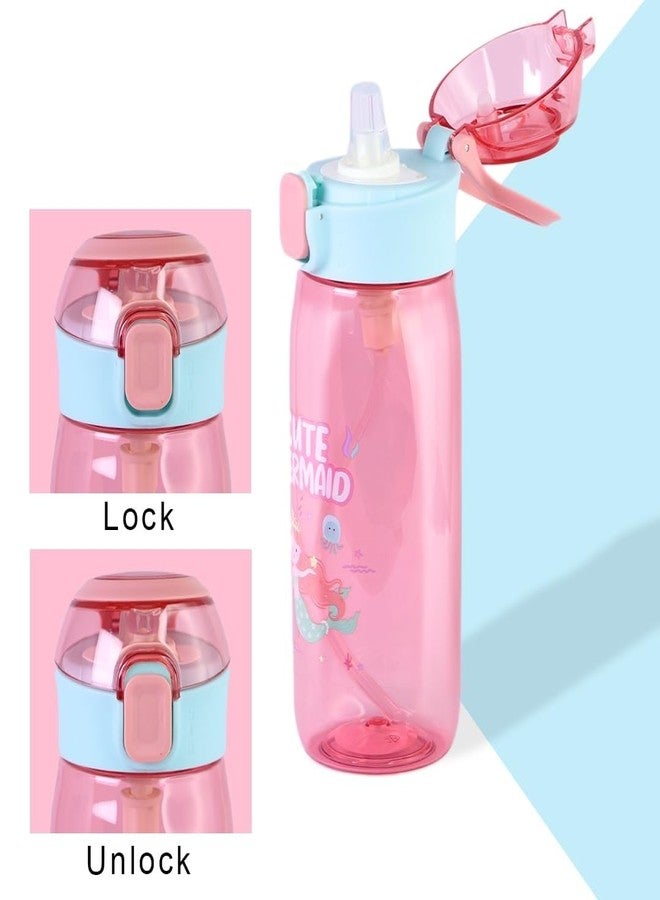 TEMSON Cute Water Bottle with Sipper, Water Bottle for Kids, Sipper Bottle for Kids - Anti-Leak Cartoon Kids Water Bottle for Kids (630 ML)(FQ-3151-2) (Pink) - Image 3