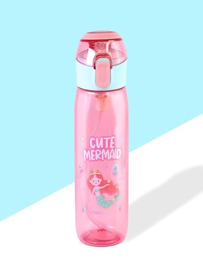 TEMSON Cute Water Bottle with Sipper, Water Bottle for Kids, Sipper Bottle for Kids - Anti-Leak Cartoon Kids Water Bottle for Kids (630 ML)(FQ-3151-2) (Pink) - Image 1