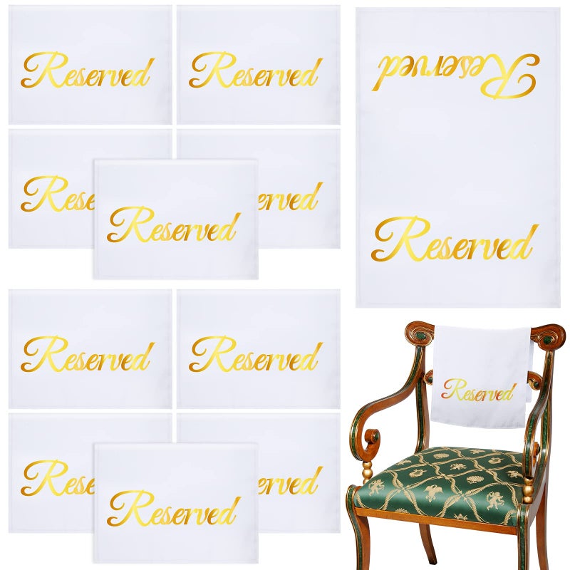 Chengu 10 Pack Reserved Seating Chair Signs Church Pew Reserved Signs Cloths Placeholder for Wedding Meeting or Event 1181 x 1772 InchesWhite 
