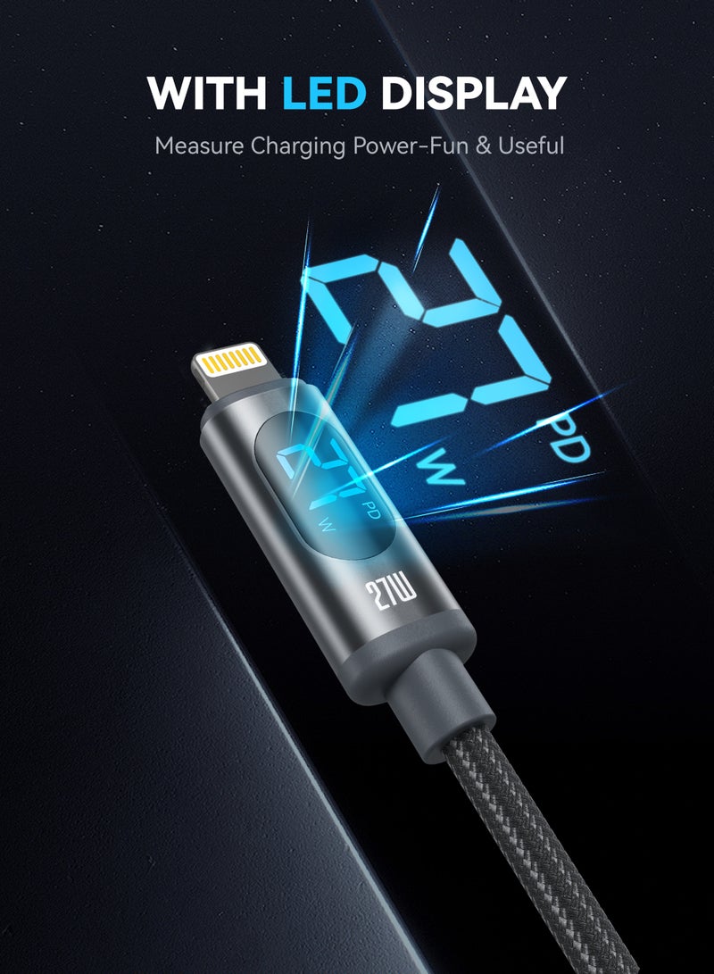 FOOMEE 27W USB C to Lightning Cable 1.2M（4FT） Nylon Braided Fast Charging Cable with LED Display PD Fast Charging Cable for lPhone - Image 5