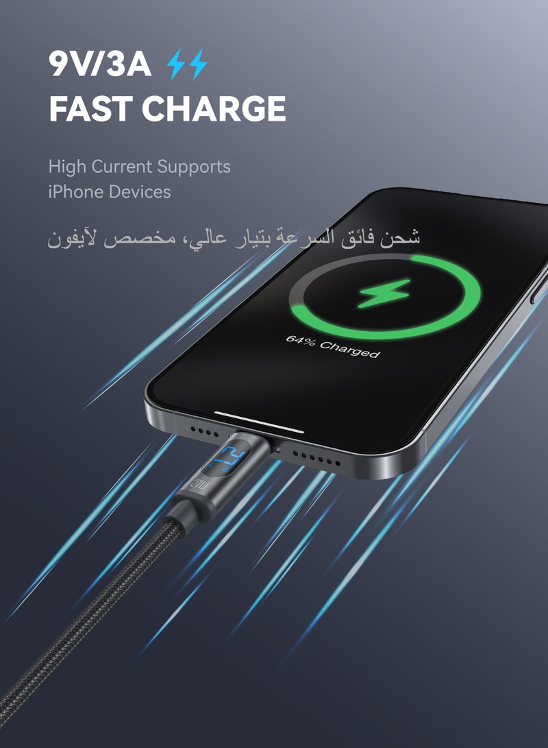 FOOMEE 27W USB C to Lightning Cable 1.2M（4FT） Nylon Braided Fast Charging Cable with LED Display PD Fast Charging Cable for lPhone - Image 4