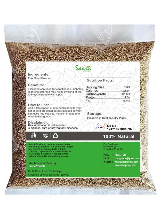 Saara Flax Seed Powder, Aali Vidhai, Alsi, Linseed Powder, Good for Hair, Skin Care, Daily Diet,450g (Pack of 4 X 100g, Pack of 1 X 50g) - Image 2