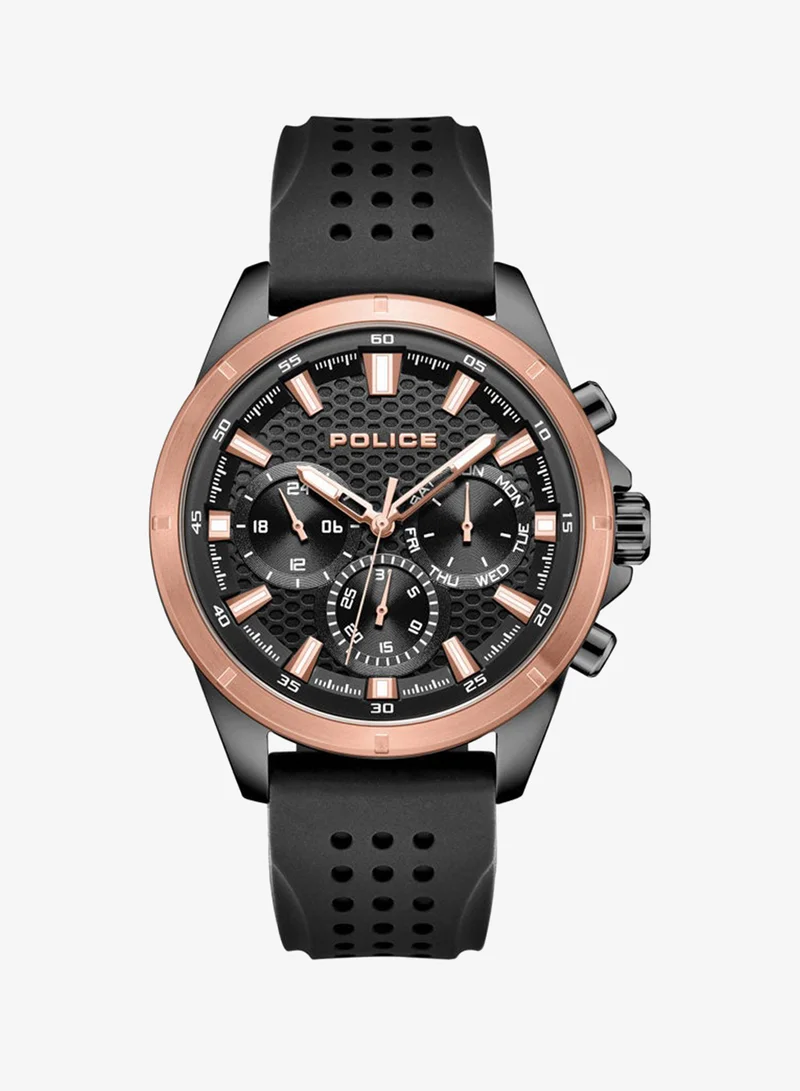 Police Men's Motion 45mm Multifunction Watch with Black Dial & Silicone Strap