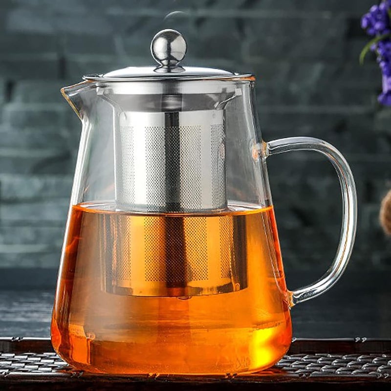 MENOVAS Glass Teapot with Removable Stainless Steel Infuser Borosilicate Glass Tea Pot with Strainer for Blooming Tea Loose Leaf Tea Microwave Stovetop Safe 750ml - Image 1