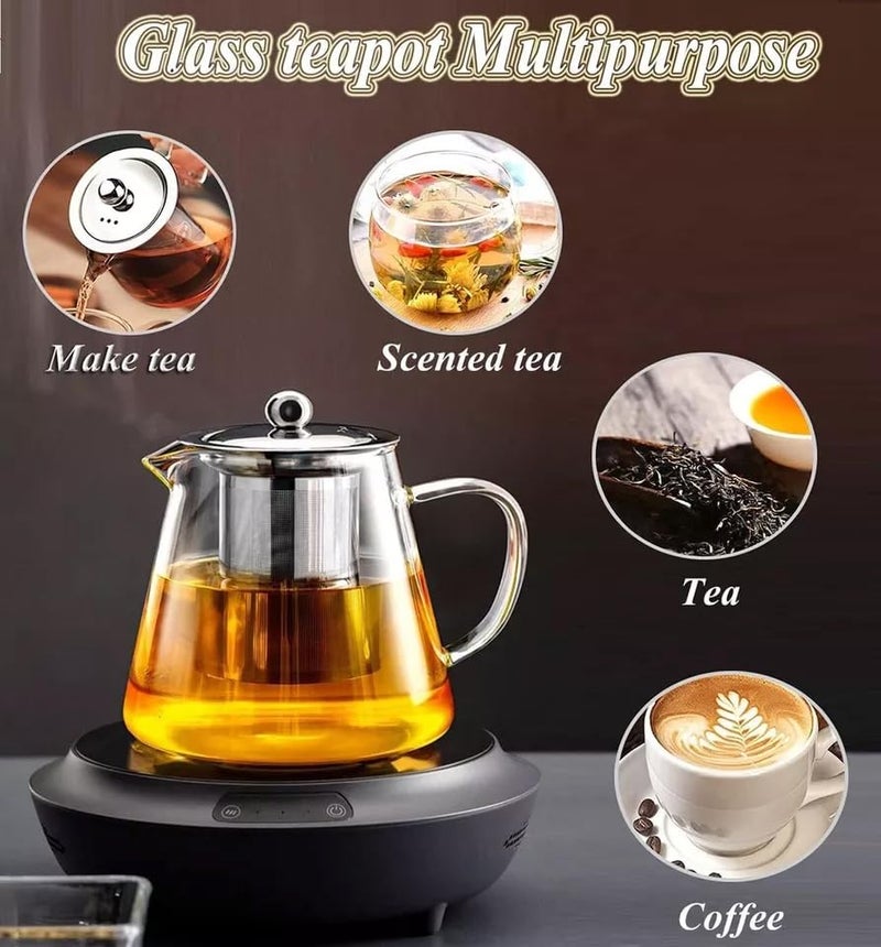 MENOVAS Glass Teapot with Removable Stainless Steel Infuser Borosilicate Glass Tea Pot with Strainer for Blooming Tea Loose Leaf Tea Microwave Stovetop Safe 750ml - Image 4