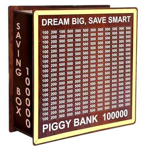 SWAGSTATION Money Saving Box for Kids and Adults | Wooden Money Bank with Lock | Big Size Piggy Bank 2 Lakh Target | 1 Lakh Saving Box with Numbers | Undiyal Hundi Piggy Bank (1 Lac Money Box) - Image 2