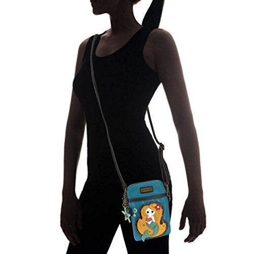 CHALA Ocean Collection Cell Phone Crossbody Purse-Women PU Leather/Canvas Multicolor Handbag with Adjustable Strap - Mermaid - blue - Image 4