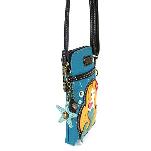 CHALA Ocean Collection Cell Phone Crossbody Purse-Women PU Leather/Canvas Multicolor Handbag with Adjustable Strap - Mermaid - blue - Image 2