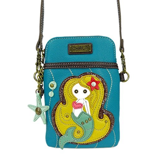 CHALA Ocean Collection Cell Phone Crossbody Purse-Women PU Leather/Canvas Multicolor Handbag with Adjustable Strap - Mermaid - blue - Image 5