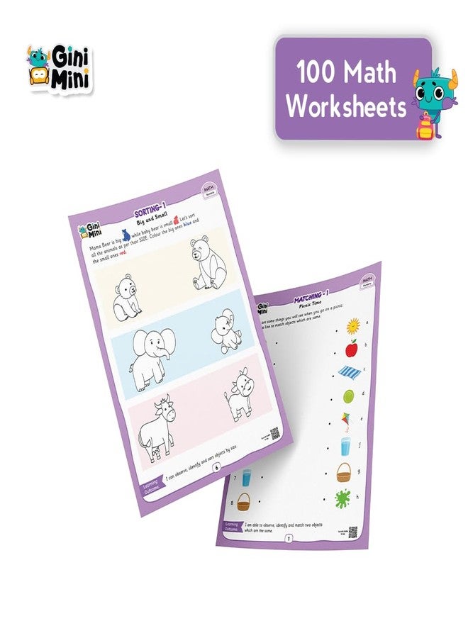 GiniMini 300 Nursery Worksheets for 2 3 4 5 6 Years, Fun Learning Activities, Return & Birthday Gifts for Boys, Girls (English, Maths, Science, & EVS) - Image 2