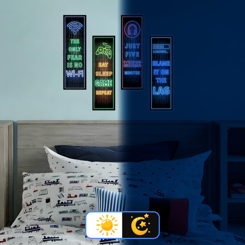 Robmoda Eat Sleep Game Wall Decals Glow in The Dark, Gamer Controller Stickers Decor for Boy Bedroom, Joystick Video Gaming Kids Playroom Nursery Decoration (Blue) - Image 3