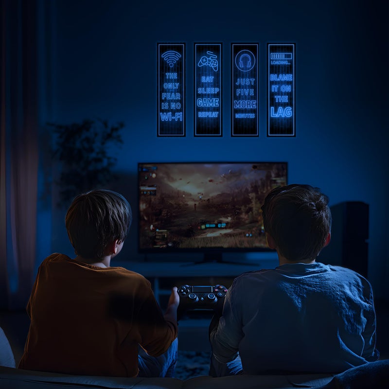 Robmoda Eat Sleep Game Wall Decals Glow in The Dark, Gamer Controller Stickers Decor for Boy Bedroom, Joystick Video Gaming Kids Playroom Nursery Decoration (Blue) - Image 2